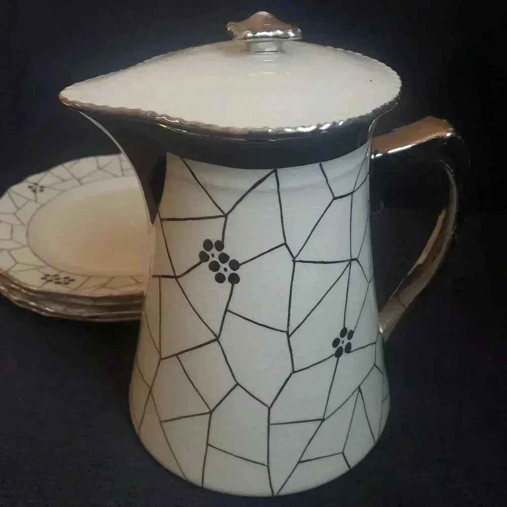 Tea Pot and Desert Plate Set